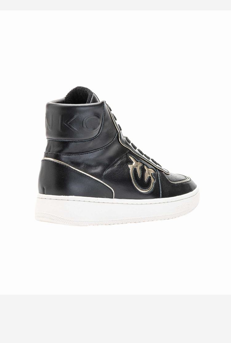 Dámské Tenisky Pinko Læder High-top Černé Zlaté | CZ-23065479