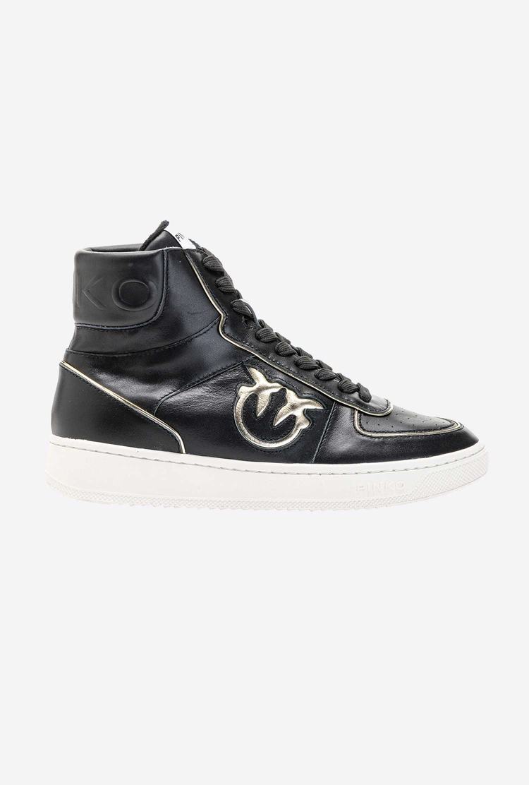 Dámské Tenisky Pinko Læder High-top Černé Zlaté | CZ-23065479