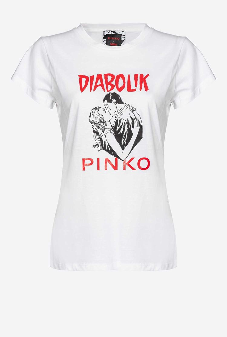 Dámské Tričko Pinko Diabolik Bílé | CZ-84356299