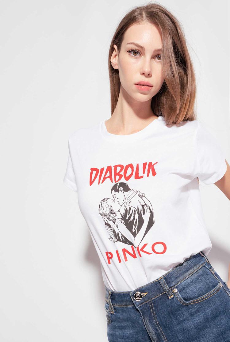 Dámské Tričko Pinko Diabolik Bílé | CZ-84356299