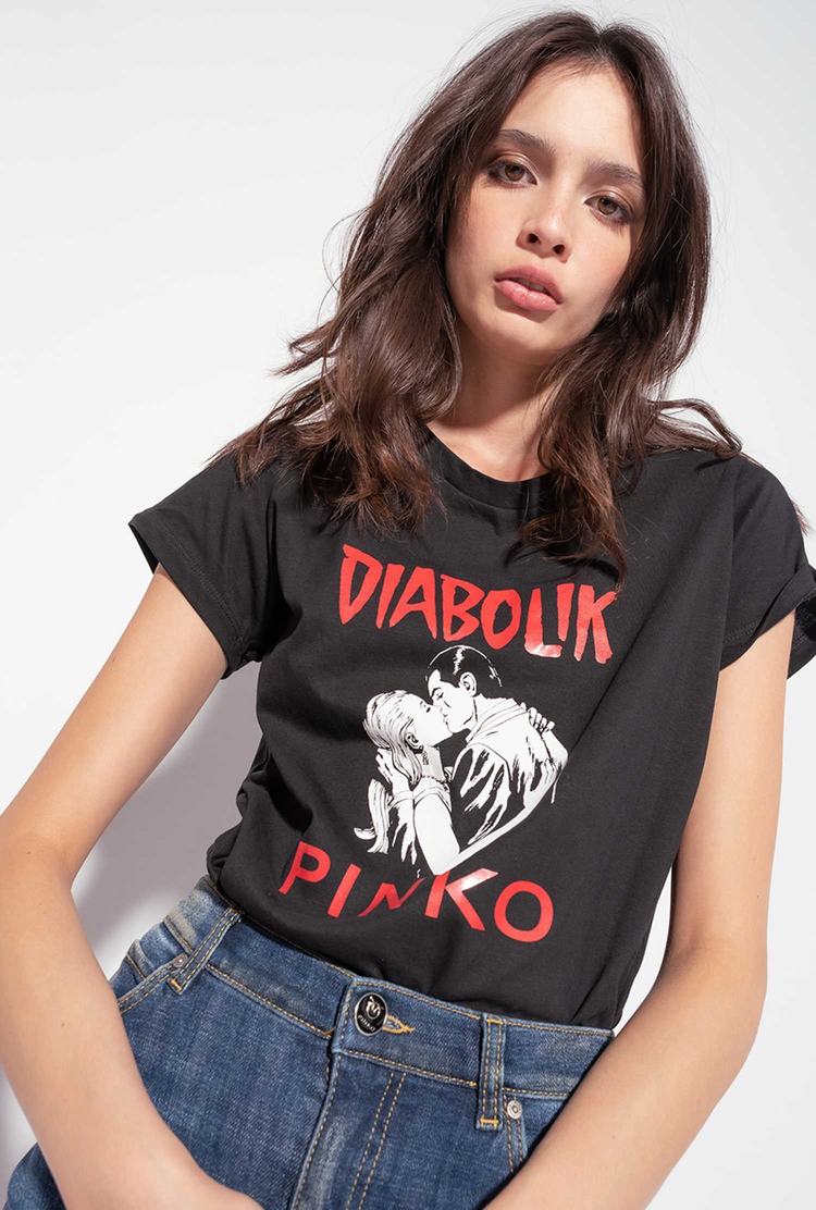 Dámské Tričko Pinko Diabolik Černé | CZ-85196079