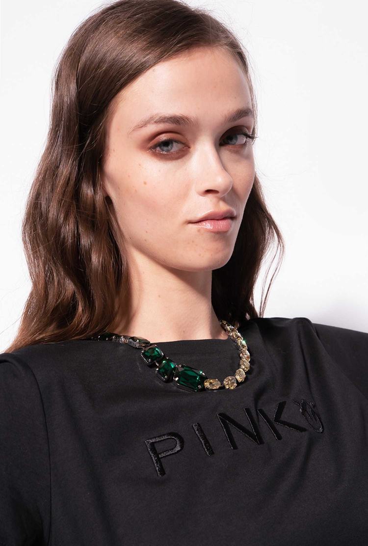 Dámské Tričko Pinko Jewel Necklace Černé | CZ-10836479