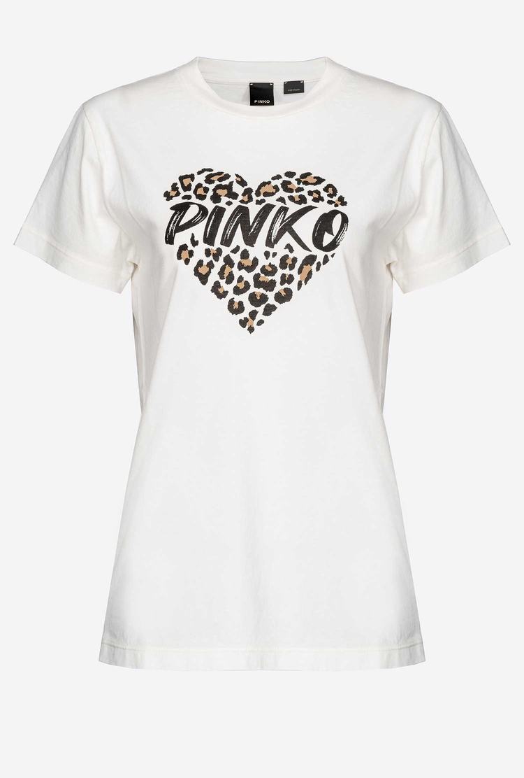 Dámské Tričko Pinko Spotted Heart Bílé | CZ-04693859