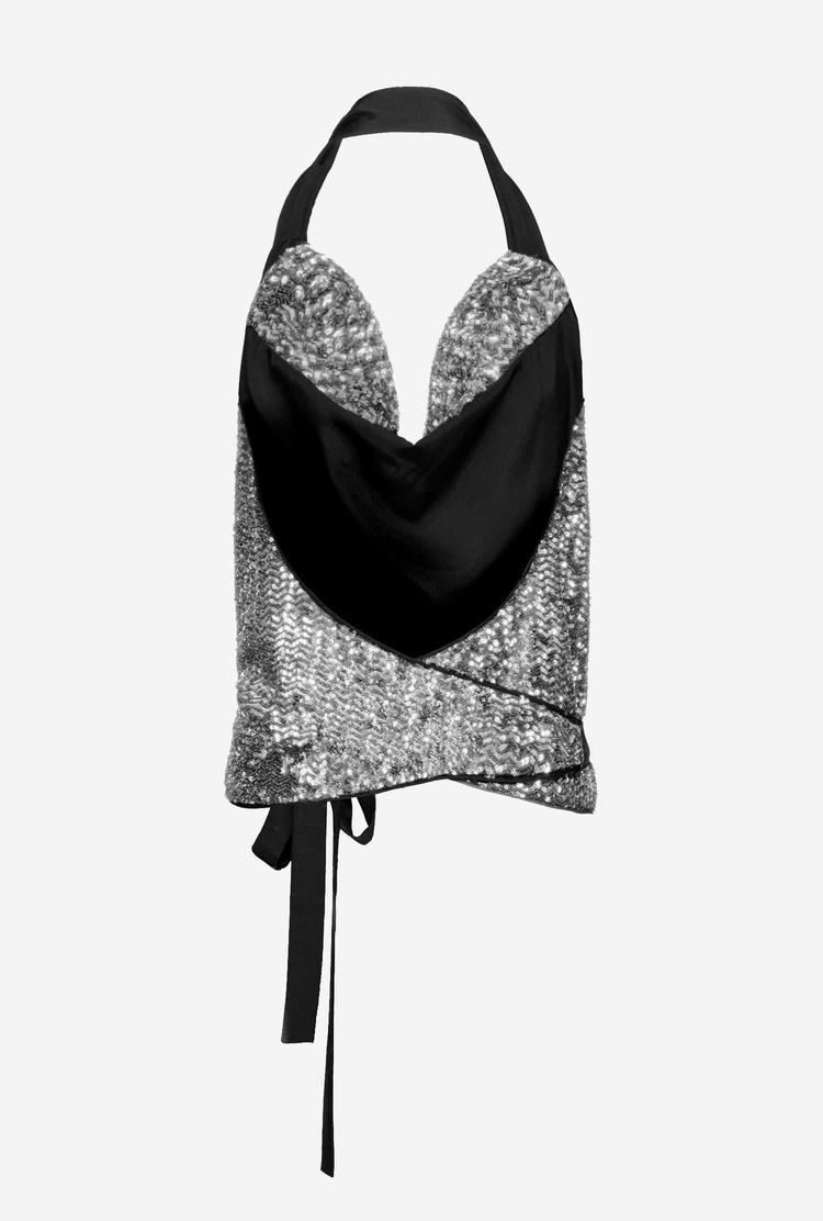 Dámské Tílko Pinko All-over Sequin Embellishment Metal Stříbrné | CZ-60534199