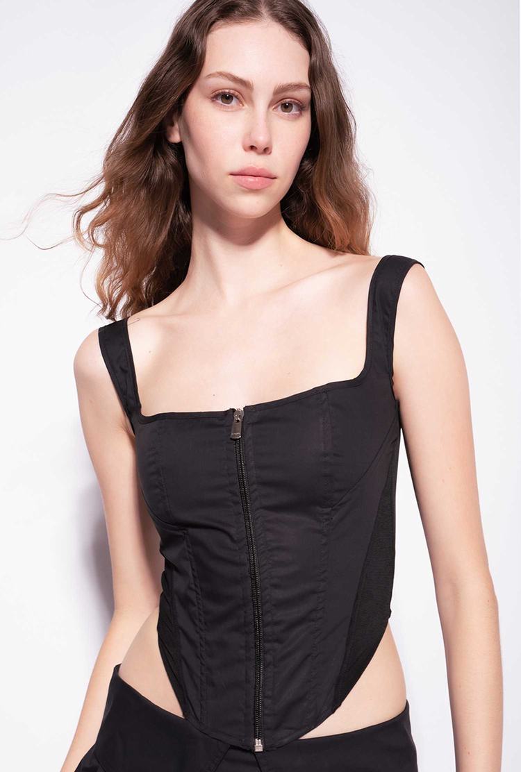 Dámské Tílko Pinko Poplin Bustier Černé | CZ-75134869