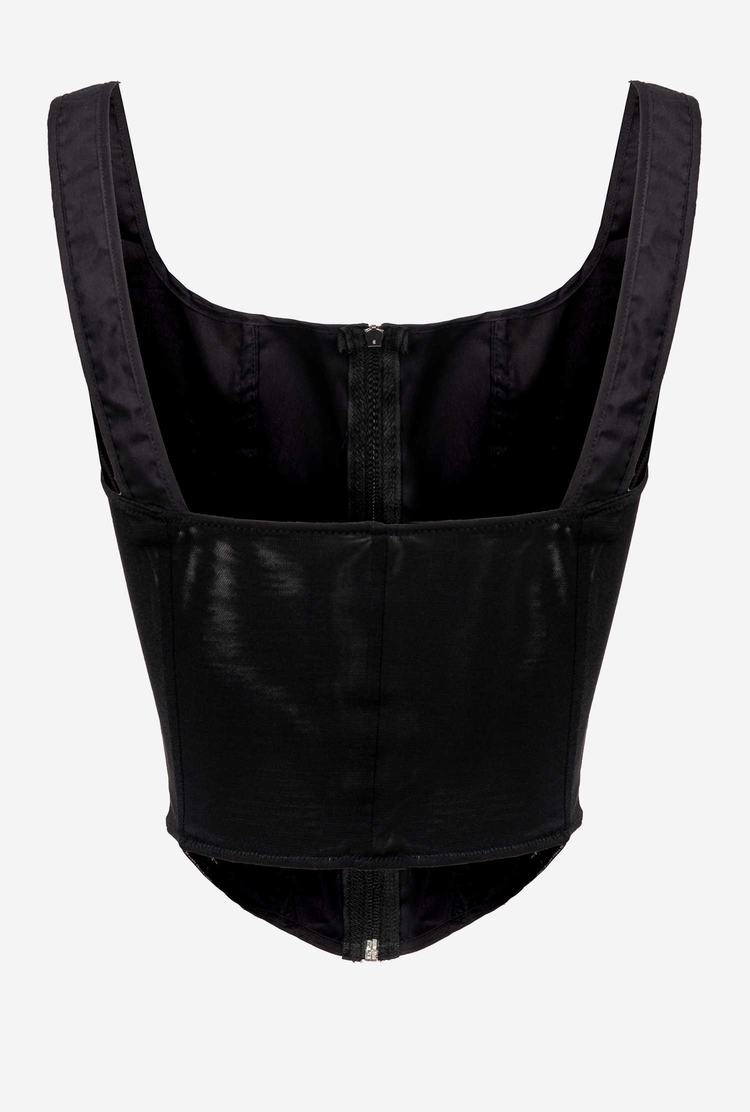 Dámské Tílko Pinko Poplin Bustier Černé | CZ-75134869