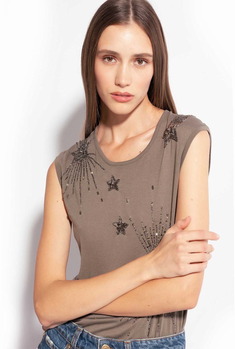 Dámské Tílko Pinko Shiny Star Embroidery Zelene | CZ-03742859