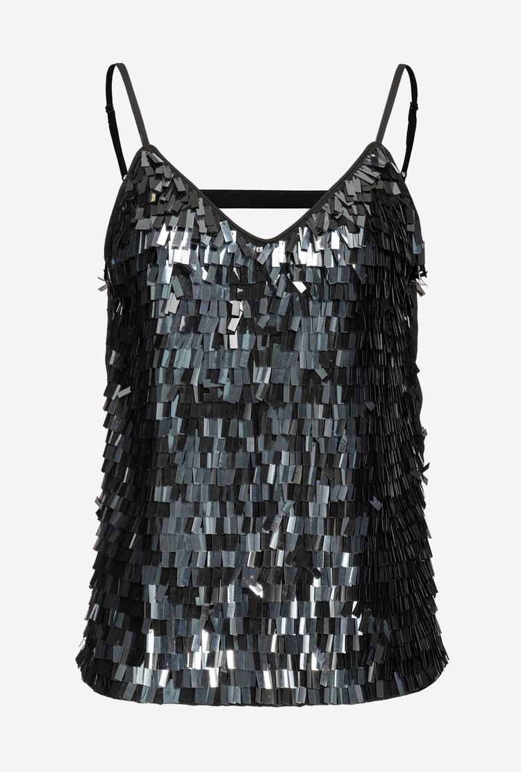 Dámské Vesty Pinko Sequinned Fringing Černé | CZ-87269039