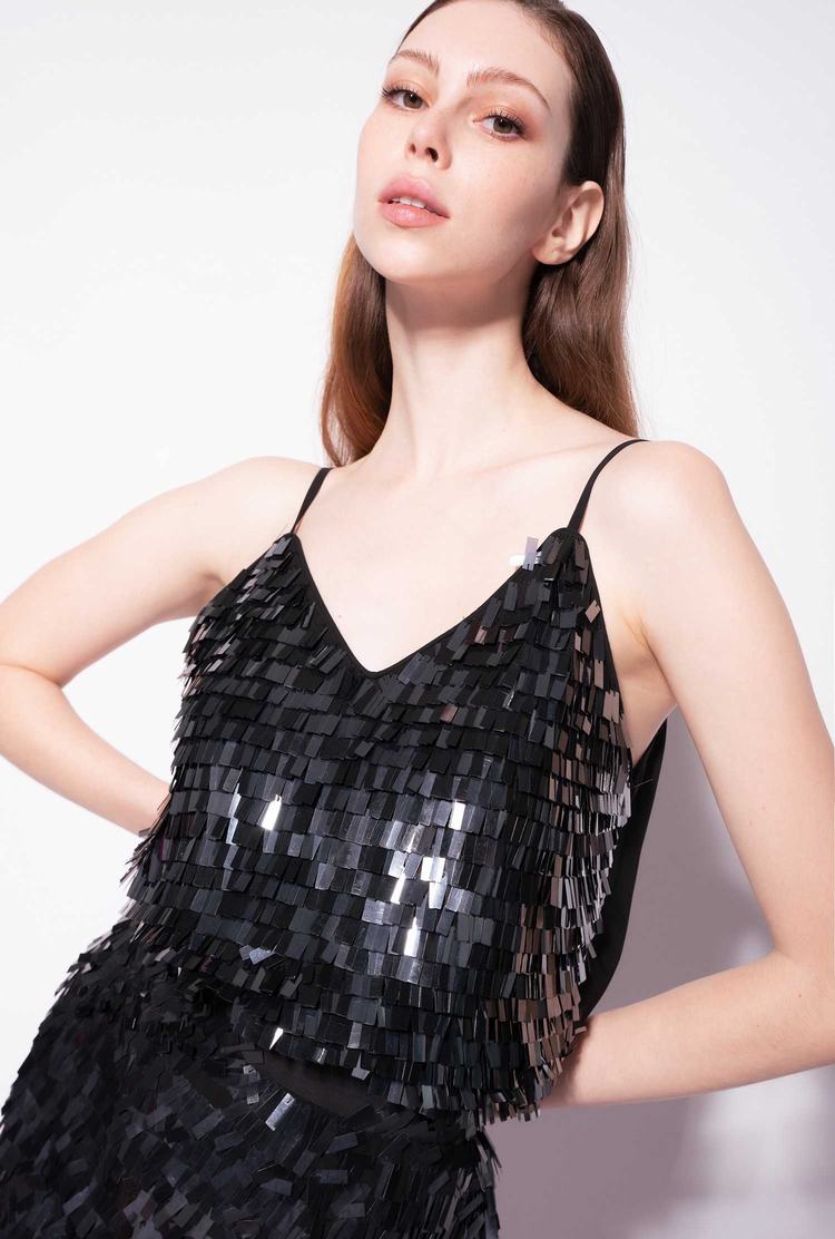 Dámské Vesty Pinko Sequinned Fringing Černé | CZ-87269039