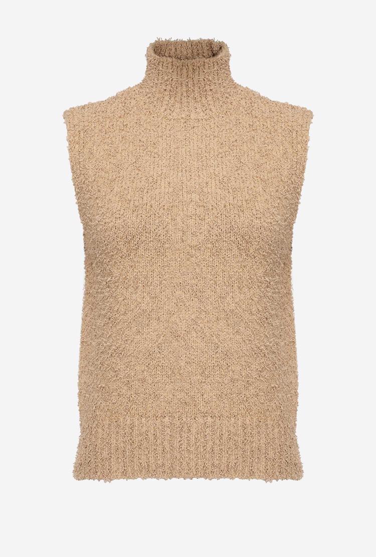 Dámské Vesty Pinko Turtleneck Béžový | CZ-13840929