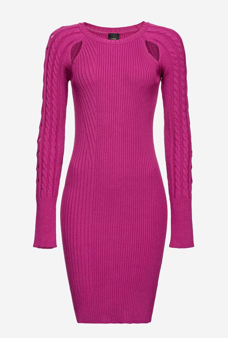 Dámské Šaty Pinko Cable-knit Mini Fuchsie | CZ-59840219