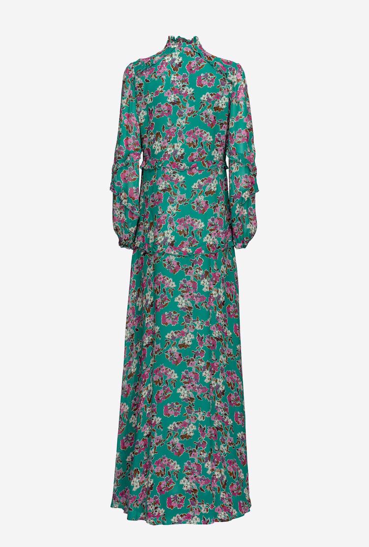 Dámské Šaty Pinko Floral Maxi Viacfarebný Zelene Fuchsie | CZ-01423769