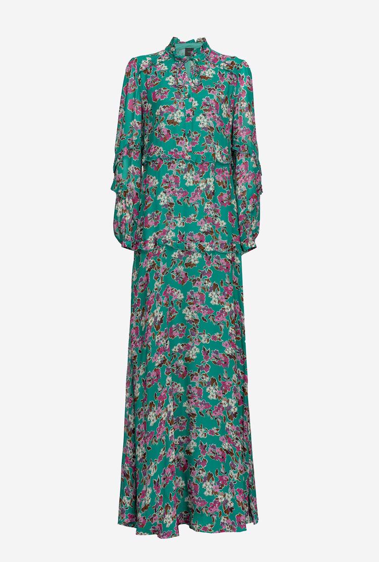 Dámské Šaty Pinko Floral Maxi Viacfarebný Zelene Fuchsie | CZ-01423769