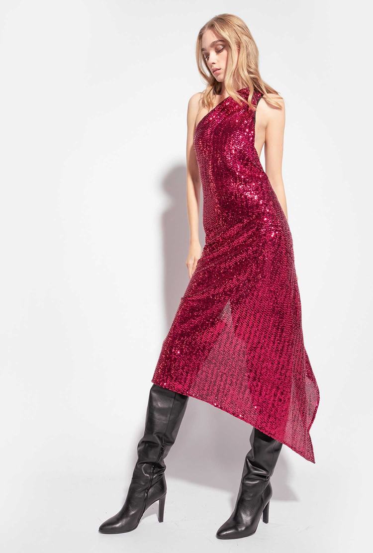 Dámské Šaty Pinko Fully Sequinned Vínové | CZ-95748029