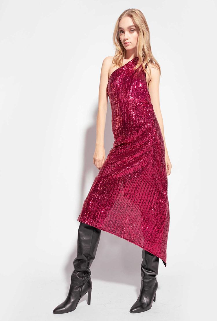 Dámské Šaty Pinko Fully Sequinned Vínové | CZ-95748029