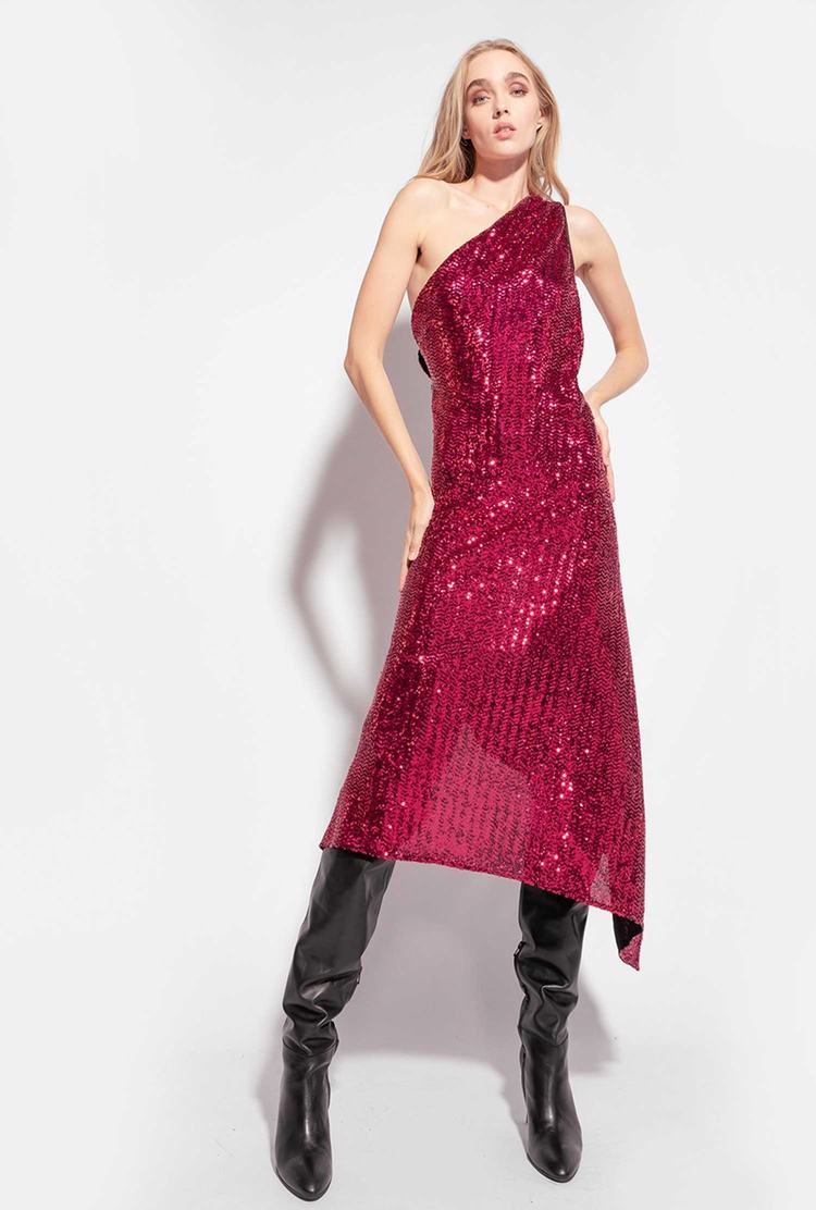 Dámské Šaty Pinko Fully Sequinned Vínové | CZ-95748029