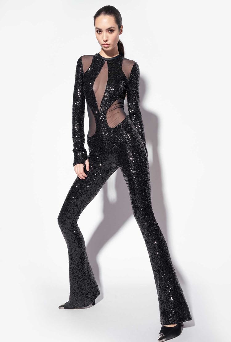 Dámské Šaty Pinko Galleria Full-sequin And Tulle Catsuit Černé | CZ-58239719