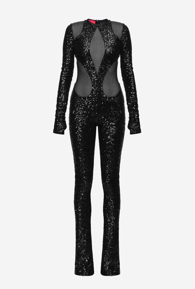 Dámské Šaty Pinko Galleria Full-sequin And Tulle Catsuit Černé | CZ-58239719