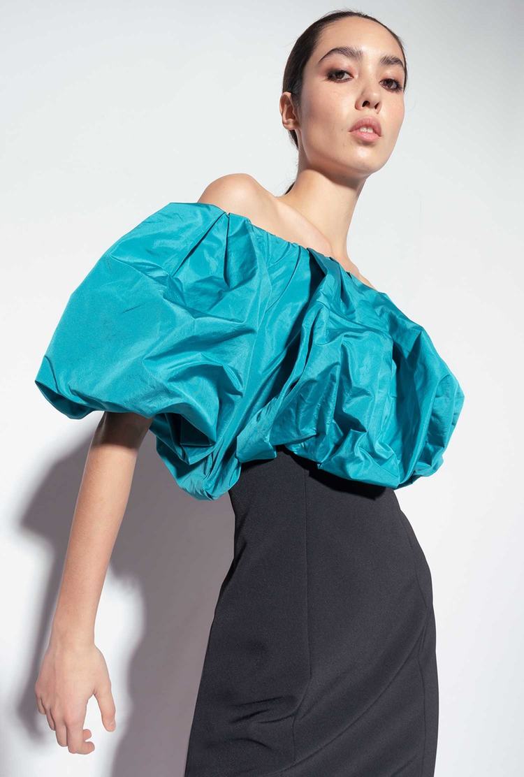 Dámské Šaty Pinko Galleria Taffeta Mini Černé Tyrkysové | CZ-61534909