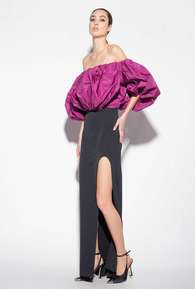 Dámské Šaty Pinko Galleria Taffeta Černé Fialové | CZ-98402769