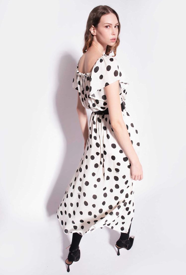 Dámské Šaty Pinko Polka-dot Midi Bílé Černé | CZ-75264939