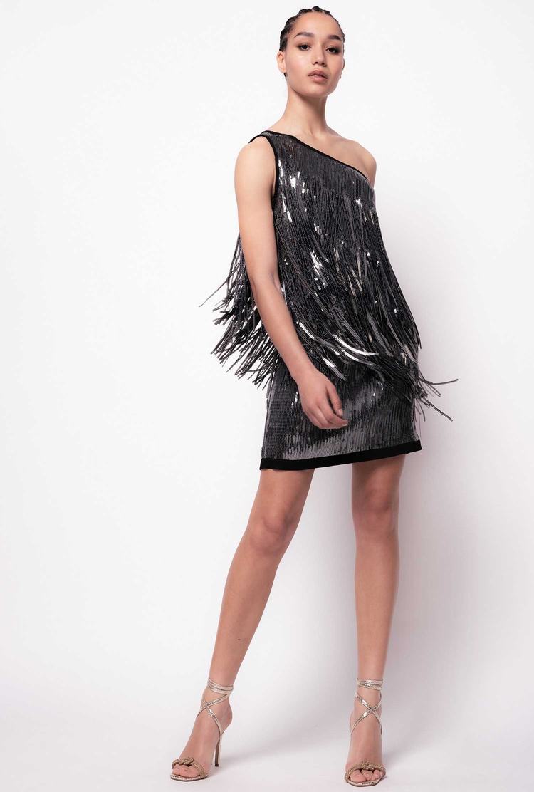 Dámské Šaty Pinko Sequins And Fringing Šedé | CZ-04385619