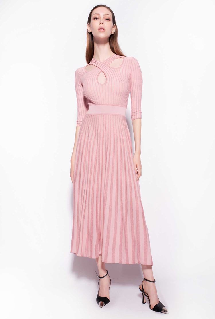 Dámské Šaty Pinko Two-tone Knit Midi Růžové | CZ-53890429