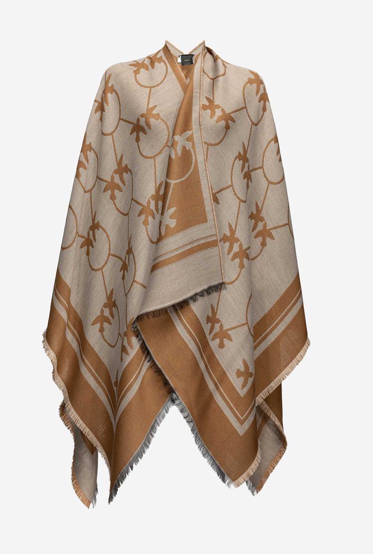 Dámské Šátky Pinko Large Love Birds Shawl Hnědé Béžový | CZ-30486599