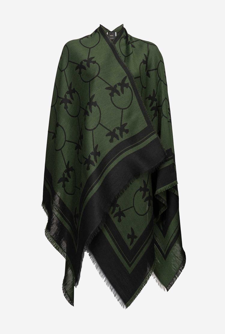 Dámské Šátky Pinko Large Love Birds Shawl Zelene Černé | CZ-94751239