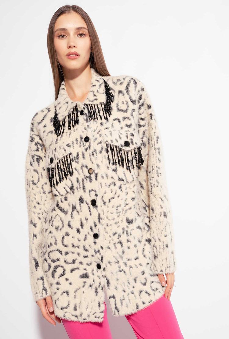 Dámské Bundy Pinko Animal-print Faux Fur Krém Černé | CZ-83506299