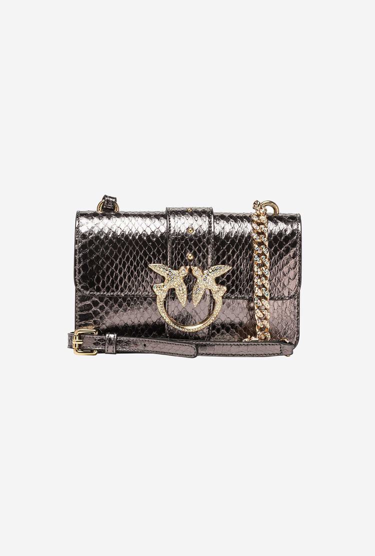 Dámské Crossbody Kabelky Pinko Galleria Laminated Reptile Mini Love Bag One Šedé Zlaté | CZ-69452319