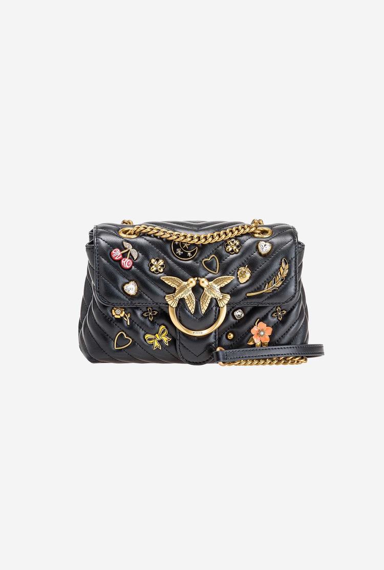 Dámské Crossbody Kabelky Pinko Mini Lady Love Bag Puff Logo Monogram Černé Zlaté | CZ-51248079