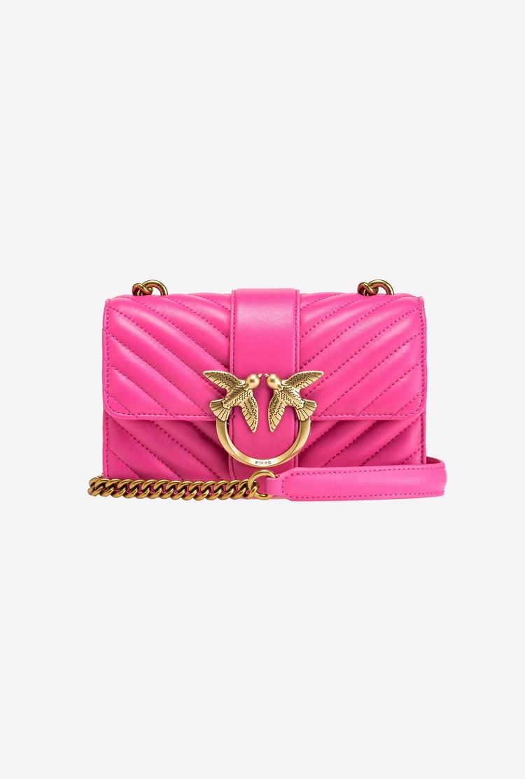 Dámské Crossbody Kabelky Pinko Mini Love Bag Icon Chevron Fuchsie Zlaté | CZ-02394719