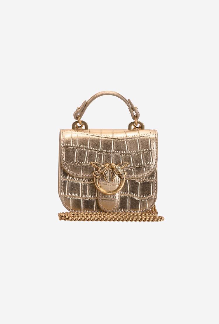 Dámské Kabelky Pinko Micro Love Bag Bell Croco Zlaté | CZ-20345769