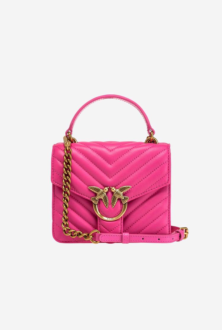 Dámské Kabelky Pinko Mini Love Bag Handle Chevron Fuchsie Zlaté | CZ-23641789