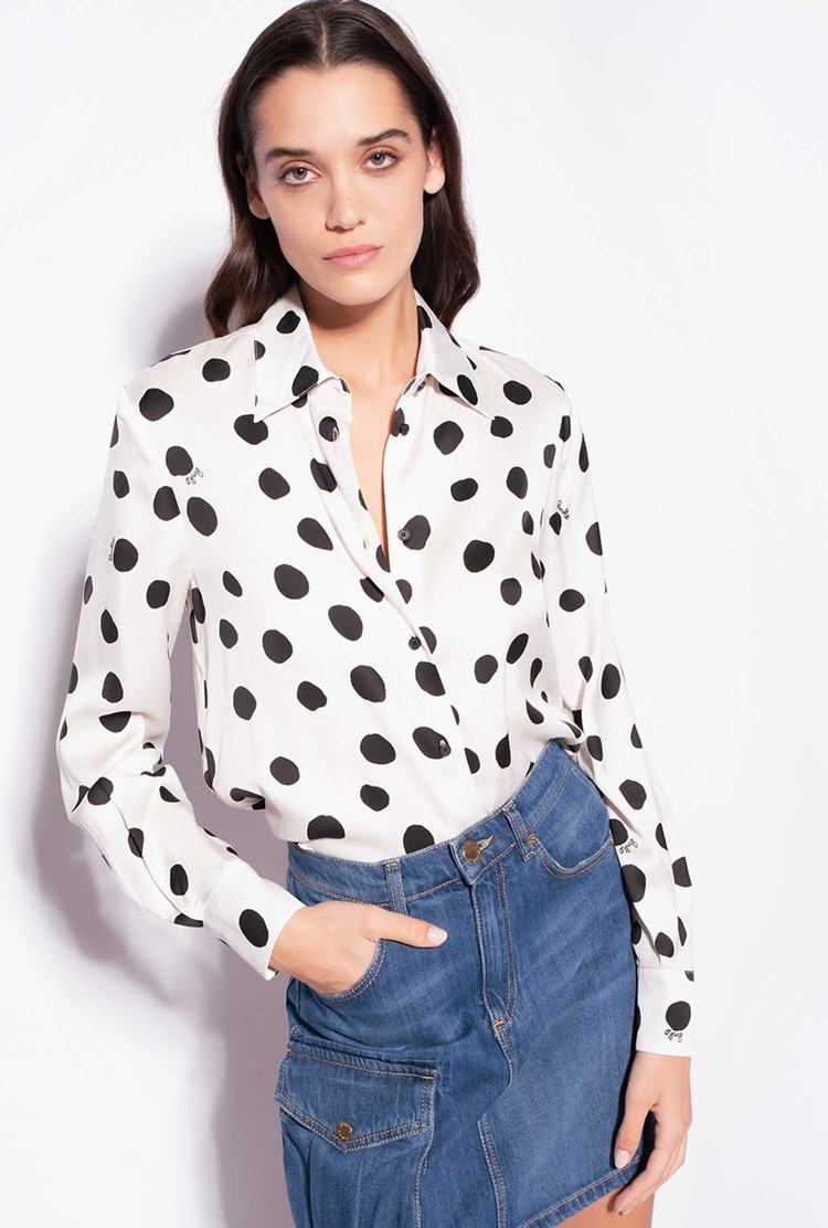 Dámské Košile Pinko Polka-dot Bílé Černé | CZ-35462819