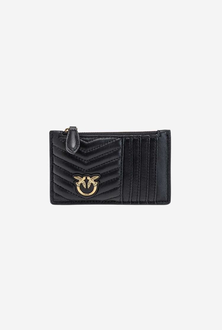 Dámské Peněženky Pinko Zipped Card Holder Černé Zlaté | CZ-81975329