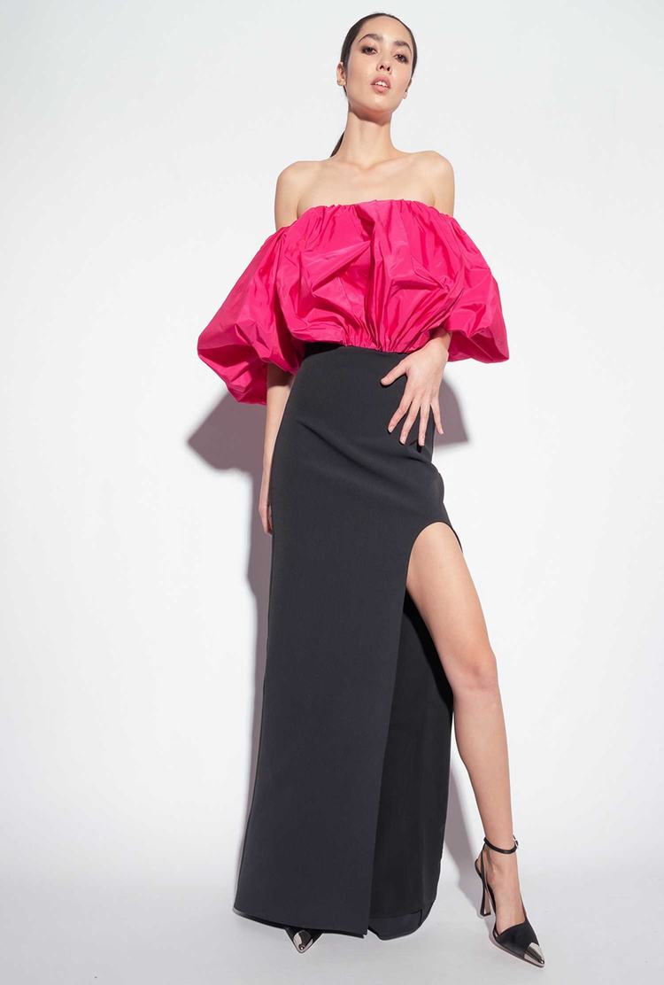 Dámské Šaty Pinko Galleria Taffeta Černé Fuchsie | CZ-49016529