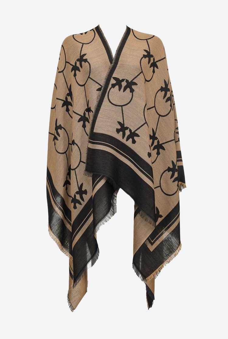 Dámské Šátky Pinko Large Love Birds Shawl Hnědé Černé | CZ-67412039